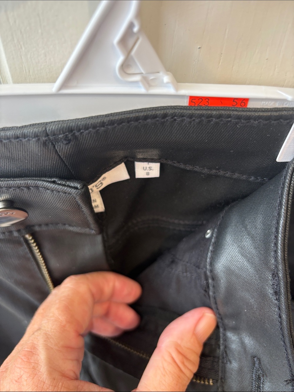 Chico's Black Flare Leg Wax Look Jeans - Picture 5 of 6